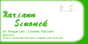 mariann simonek business card